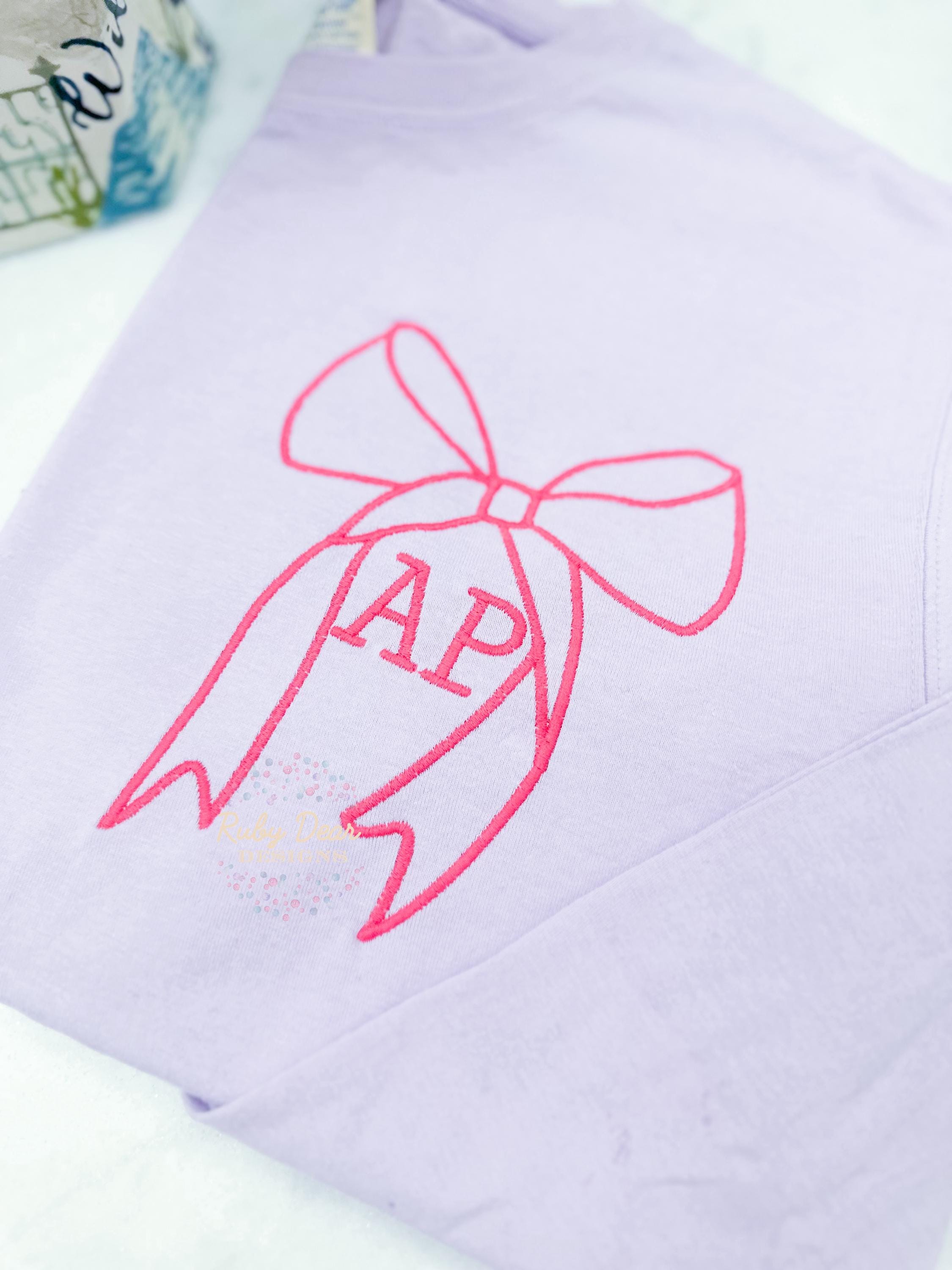 Long Bow Outline Satin Stitch Machine Embroidery Design