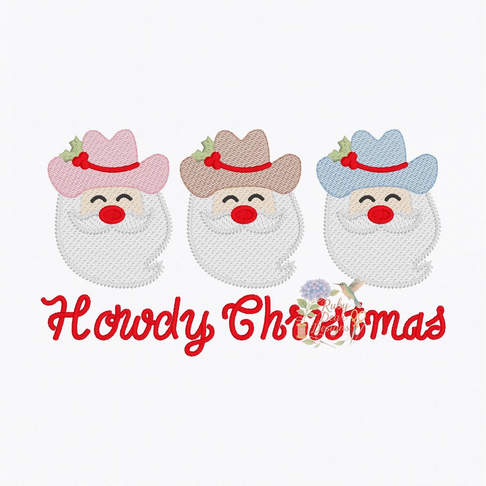 Santa Cowboy Sketch Stitch Machine Embroidery Design