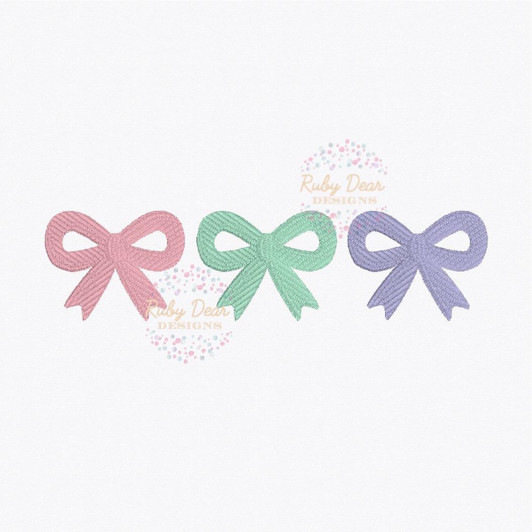 Petite Bow Trio Fill Stitch Machine Embroidery Design
