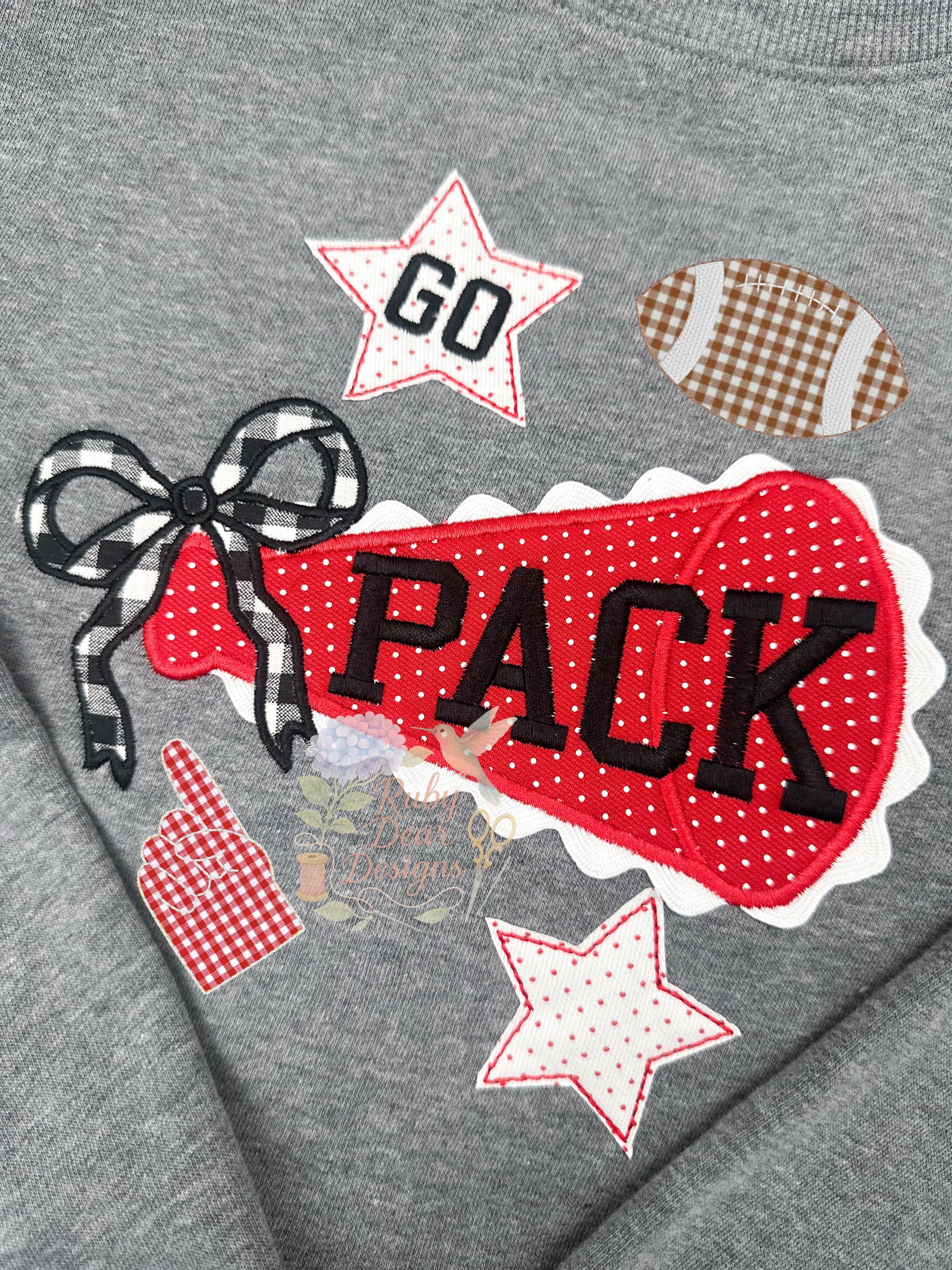 Football and Megaphone Appliqué Plus Add Ons Machine Embroidery Design