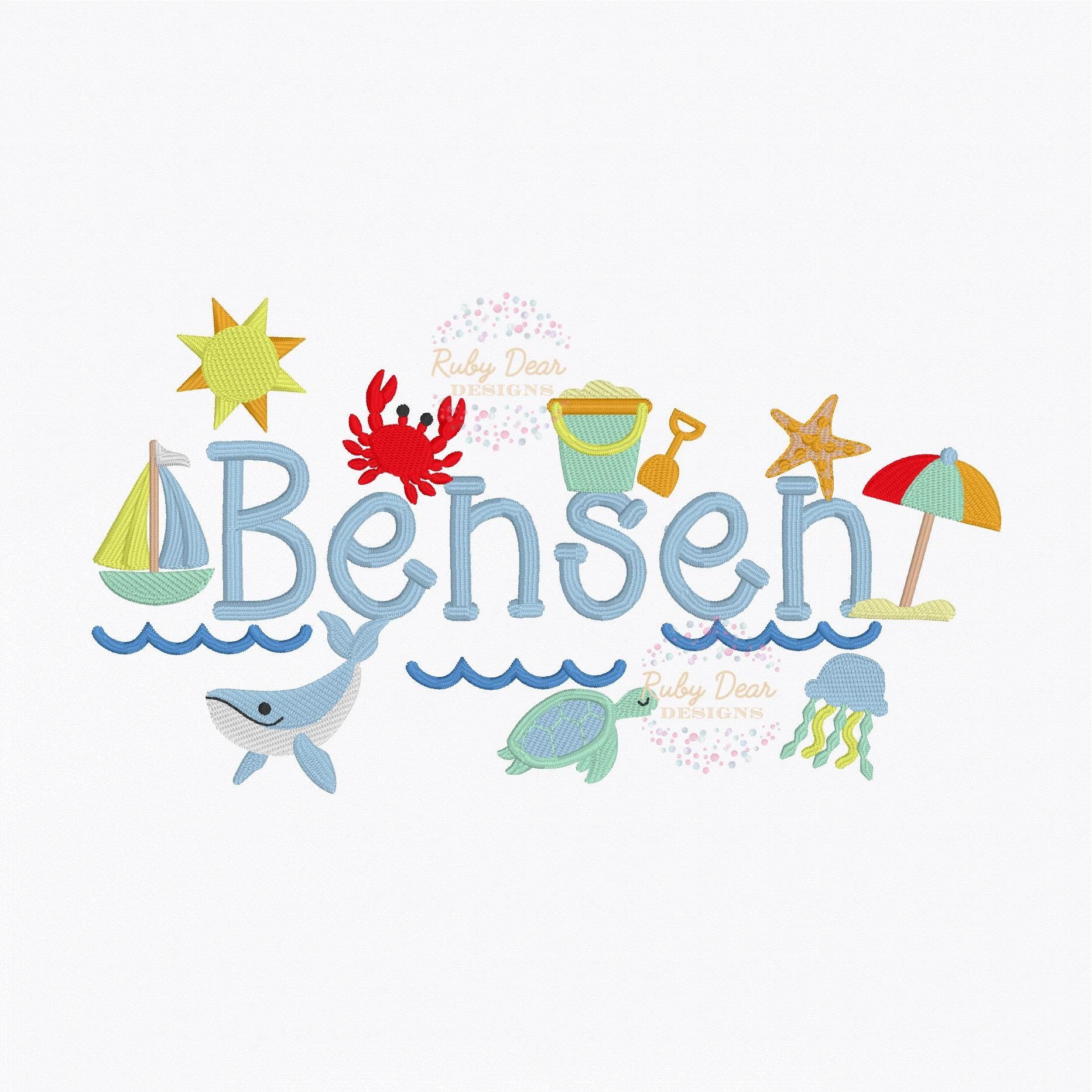 Beach and Sea Boy's Build Your Own Mini Set of  11 Designs Machine Embroidery Design *Font is NOT included!*