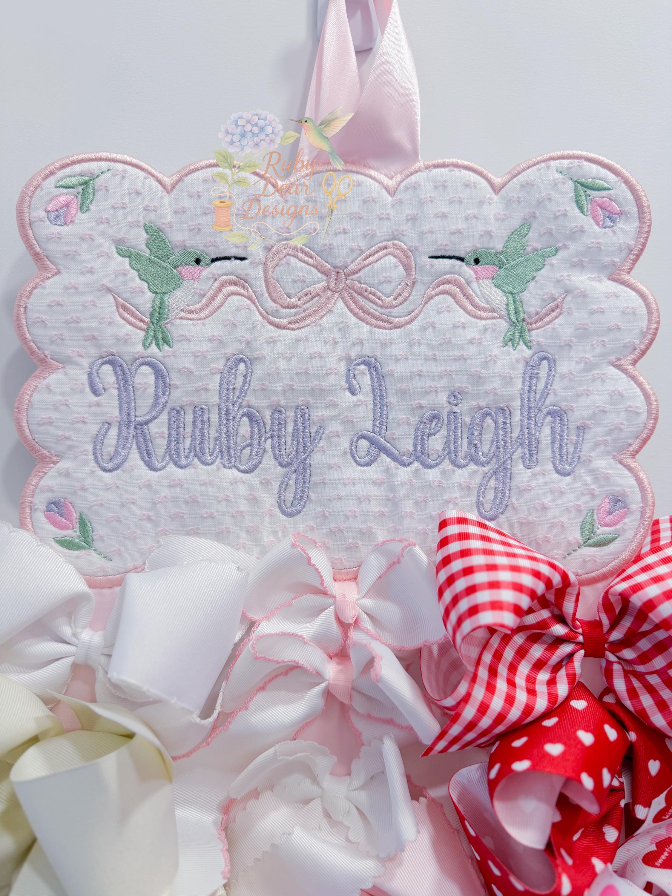 Bow Holder Scallop In The Hoop Satin Stitch with Instructions Machine Embroidery Design