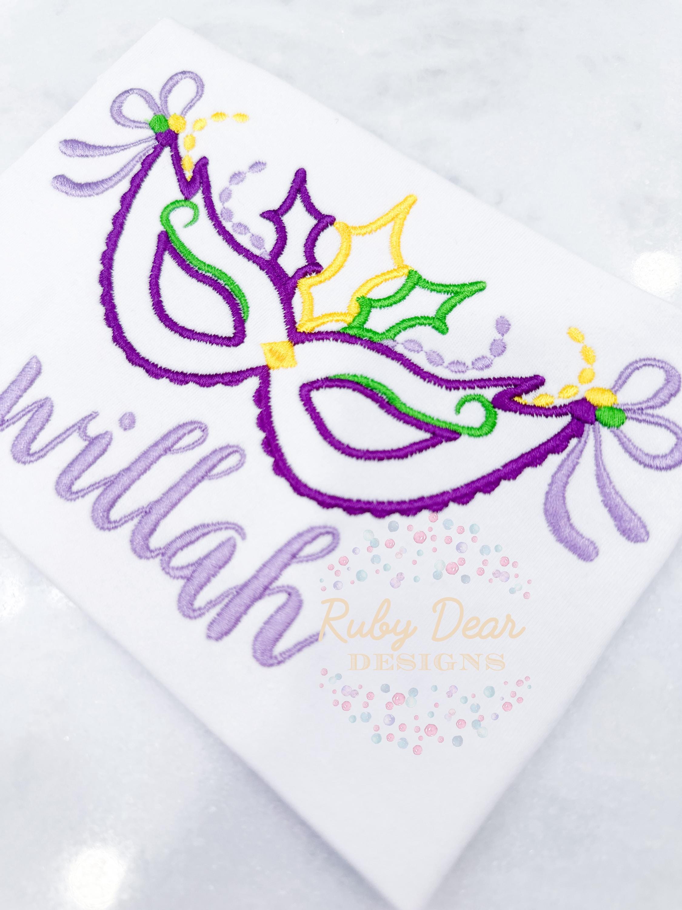 Mardi Gras Mask Satin Stitch Machine Embroidery Design