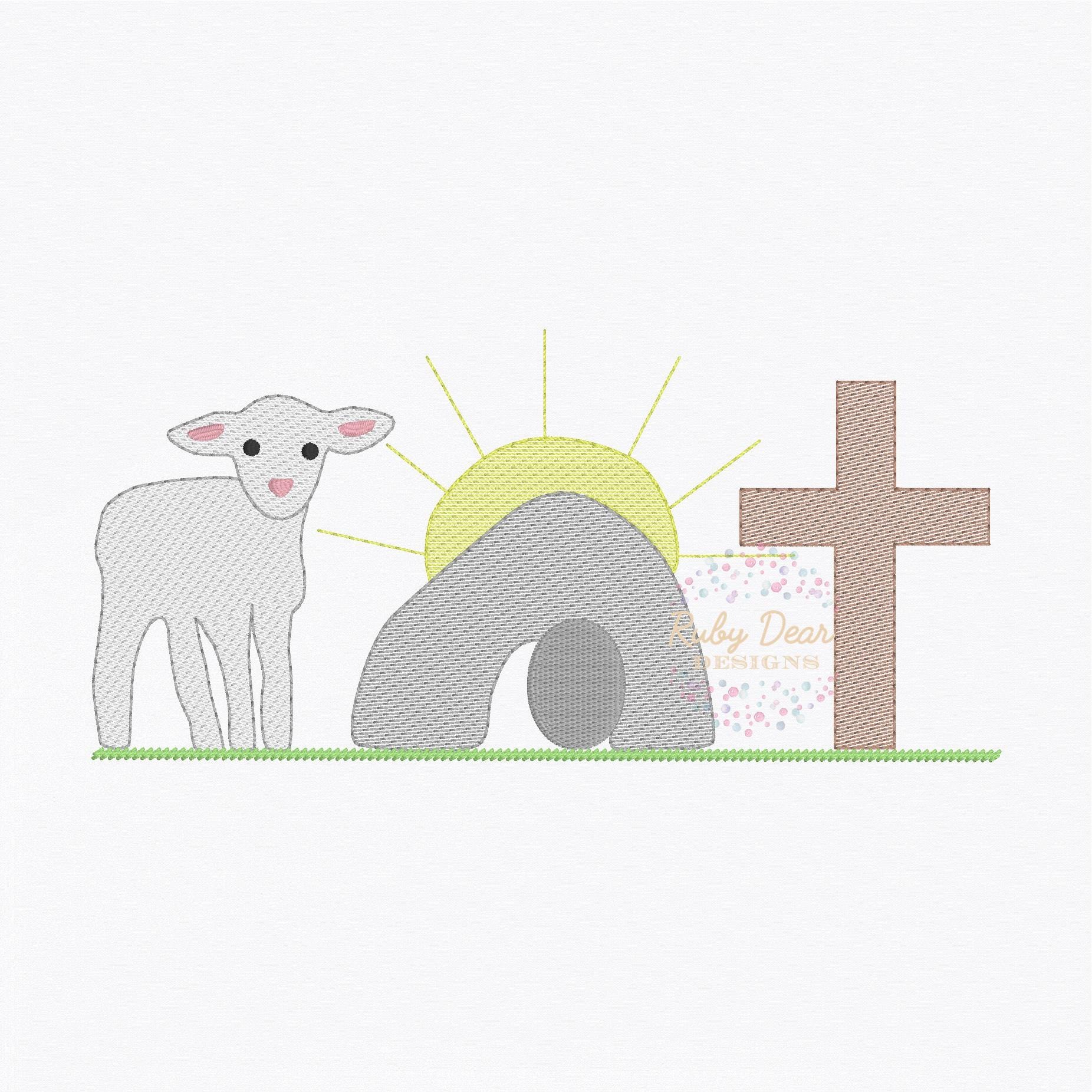 Easter Boy He Is Risen Sketch Trio Machine Embroidery Design