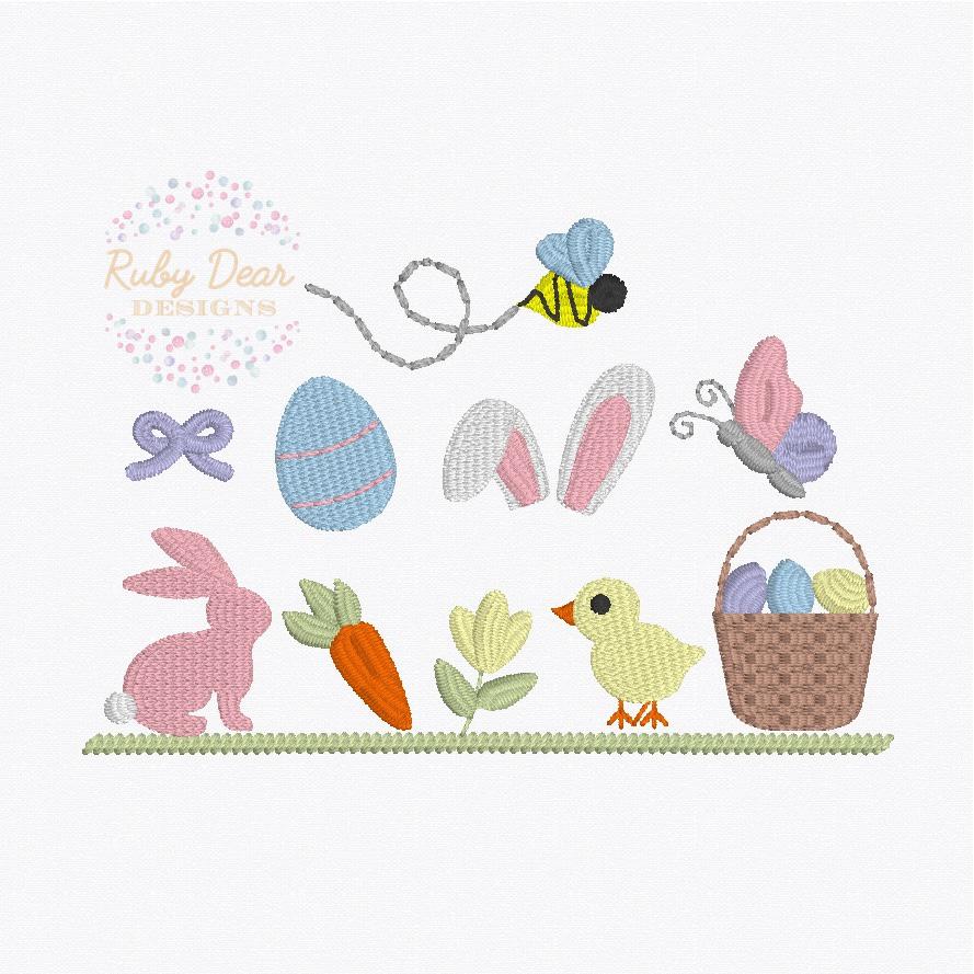 Build Your Own Easter Egg Hunt Minis Bundle of 11 Designs Satin Fill and Bean Stitch Machine Embroidery Design *Font is NOT included!*