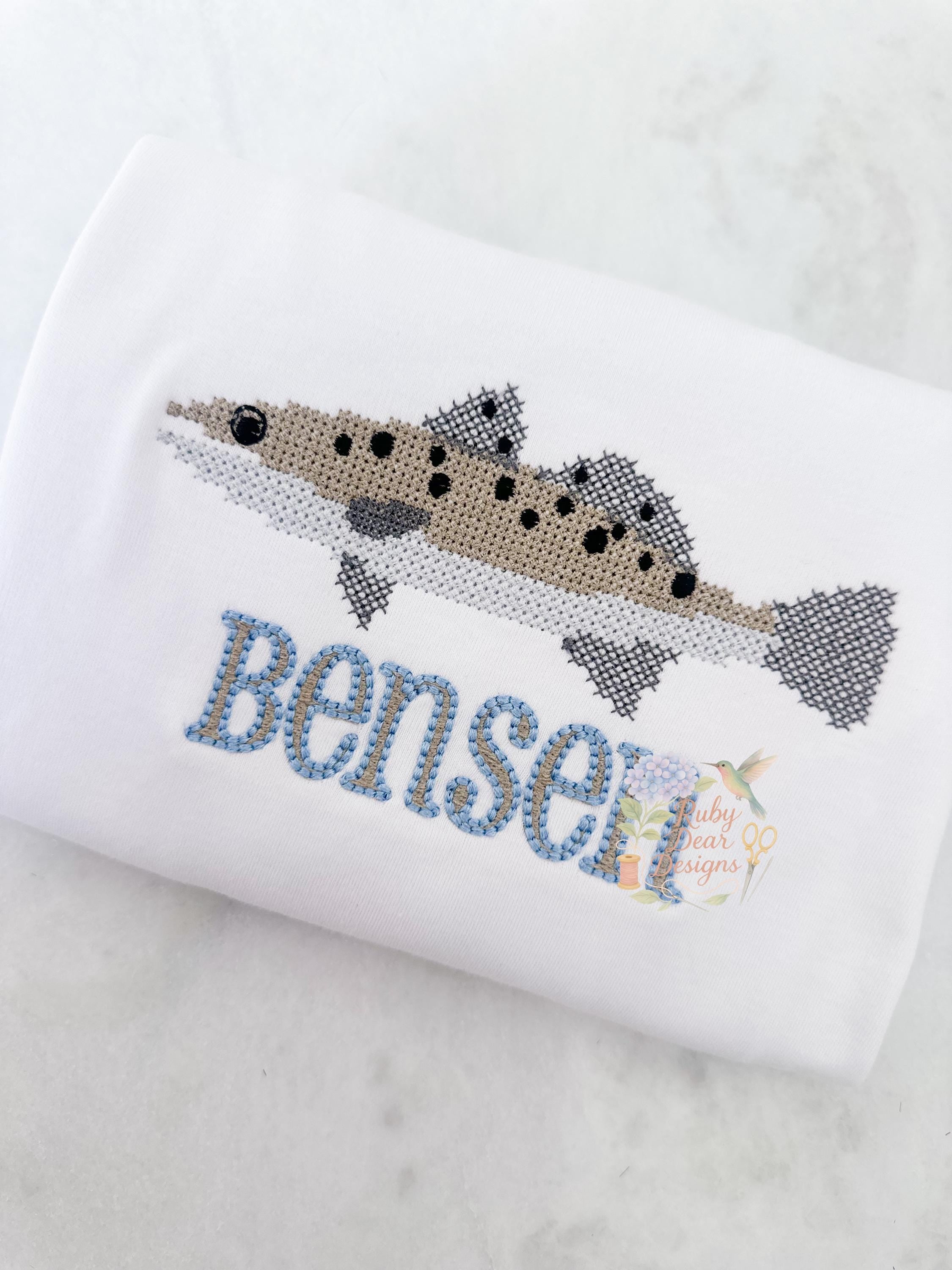 Trout Speckled Cross Stitch Machine Embroidery Design