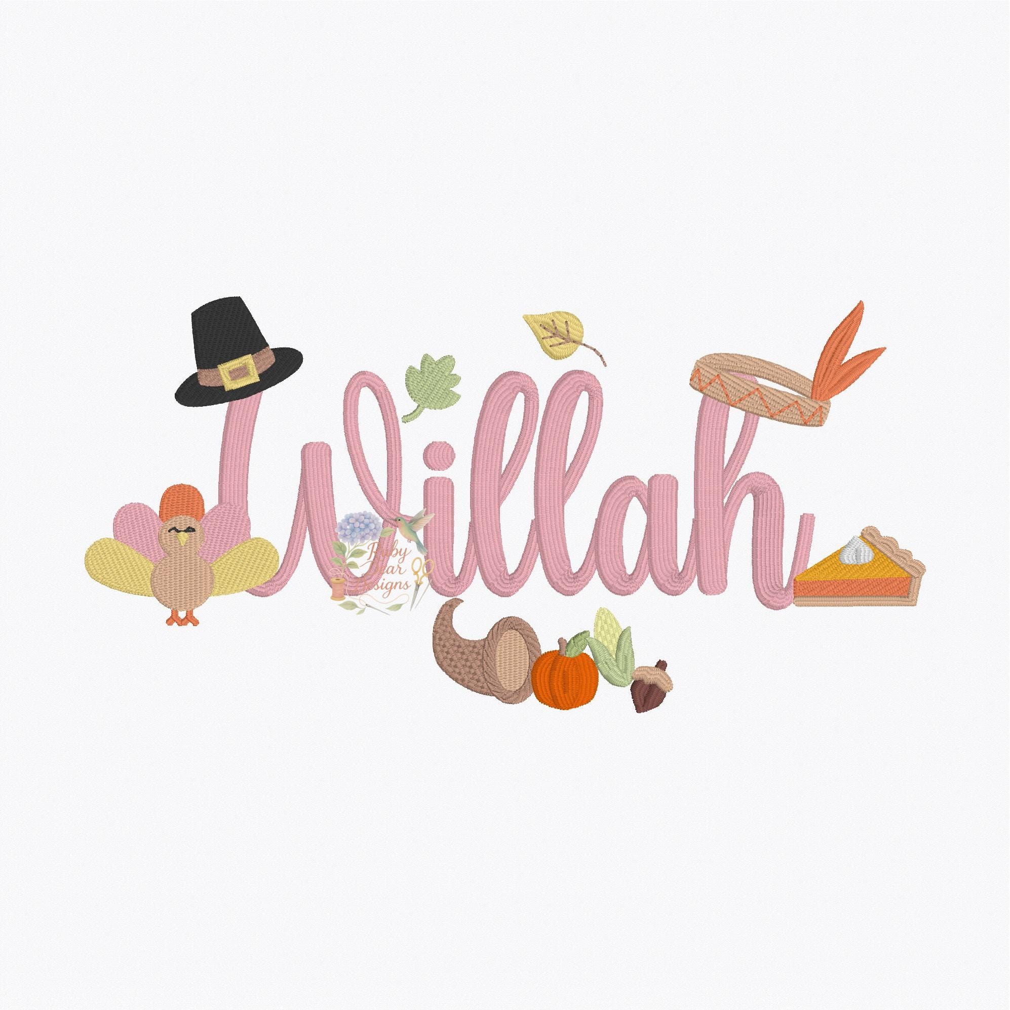 Thanksgiving Pilgrim and Indians Build Your Own Fill and Satin Stitch Mini Machine Embroidery Design