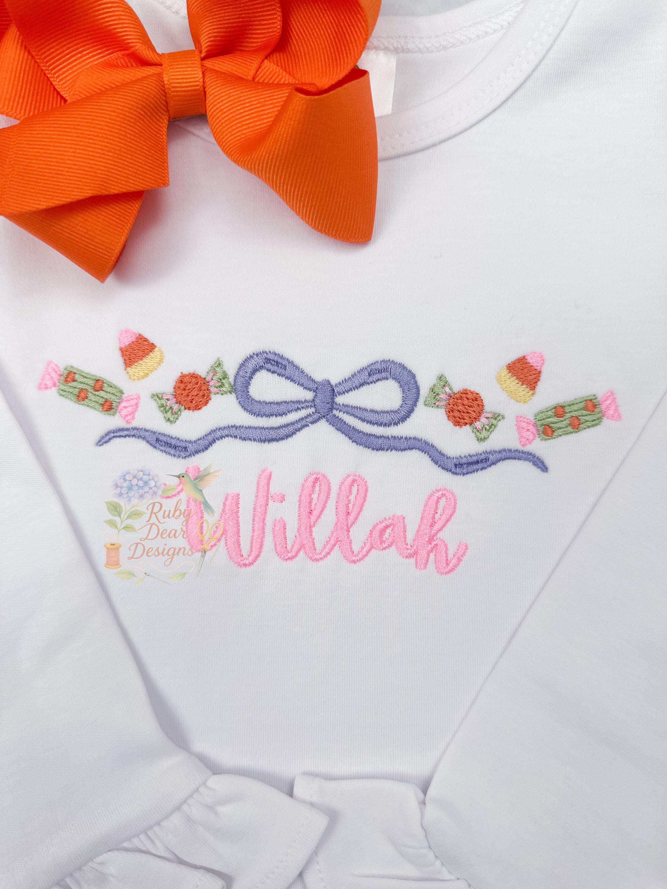 Halloween Candy Bow Satin and Fill Stitch Machine Embroidery Design