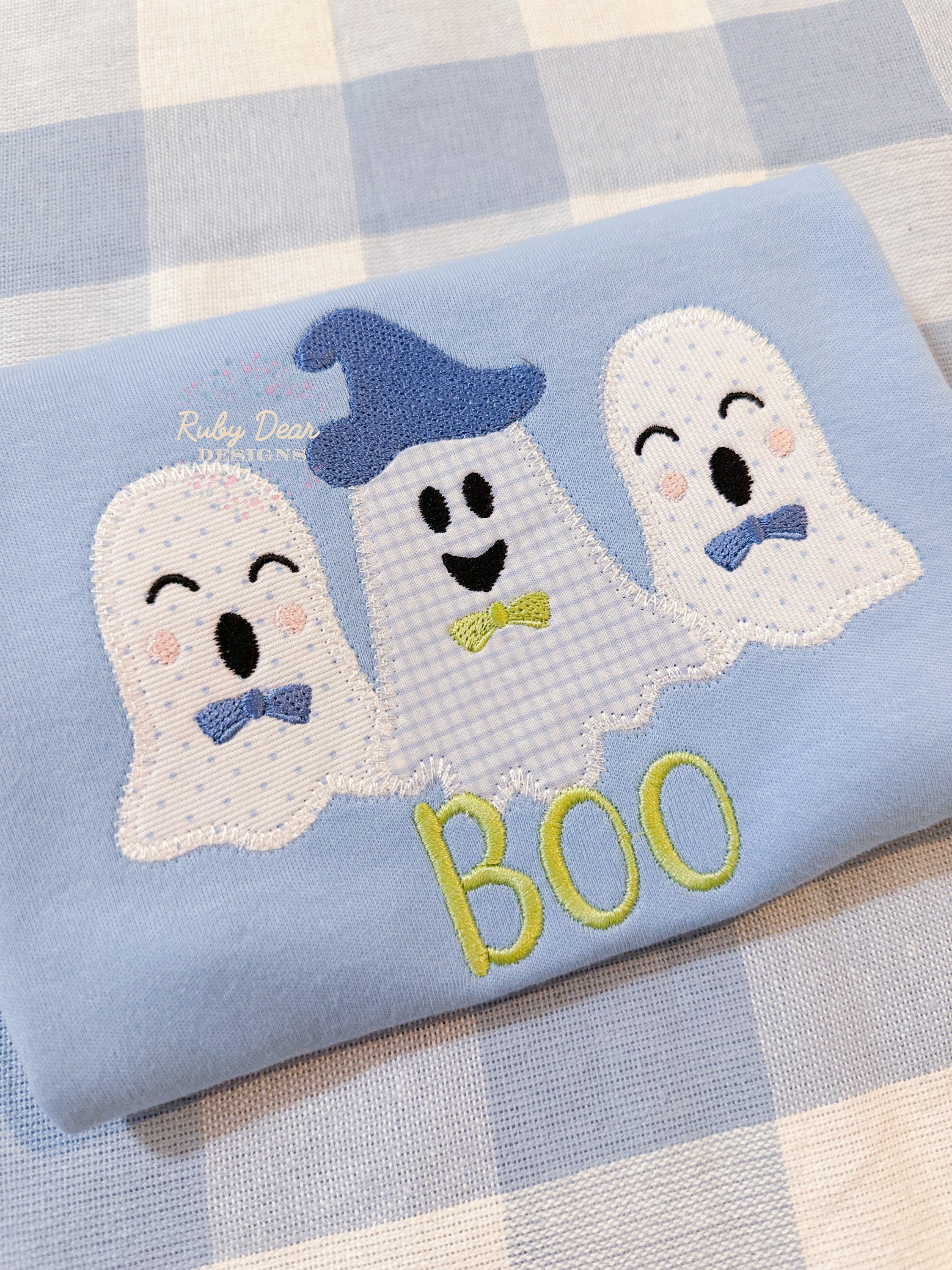 Ghost Boy Club Zig Zag Stitch Applique Machine Embroidery Design