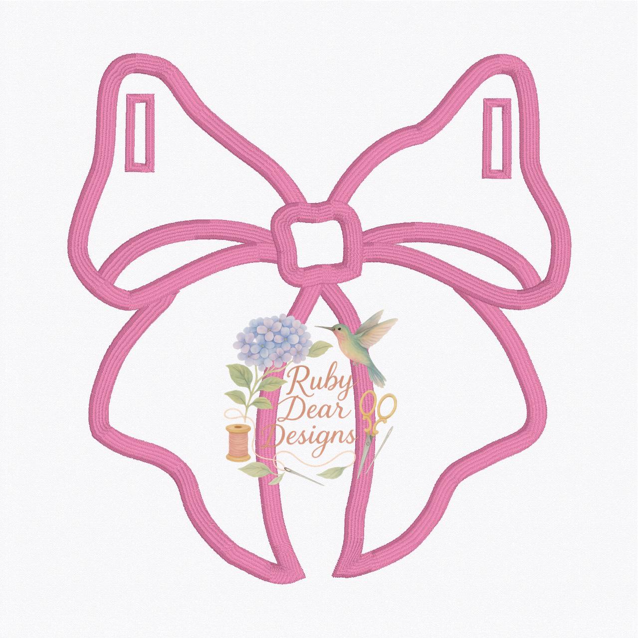 In The Hoop Fancy Bow for Banner Satin Stitch Machine Embroidery Design