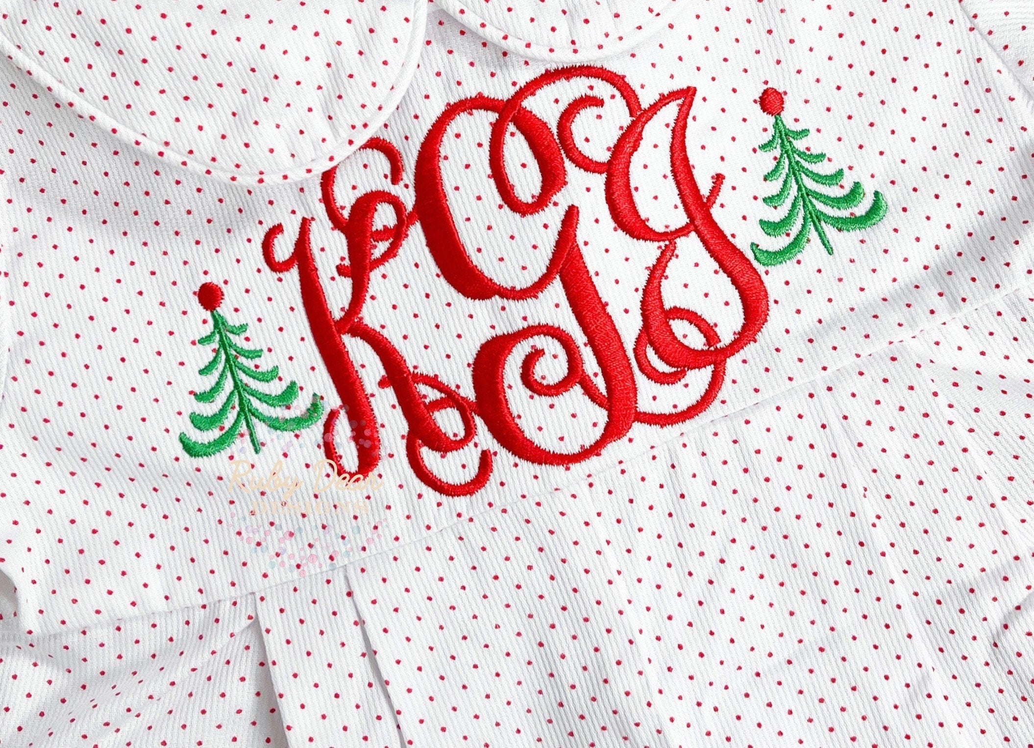 Mini Christmas Tree Dot Top Machine Embroidery Design