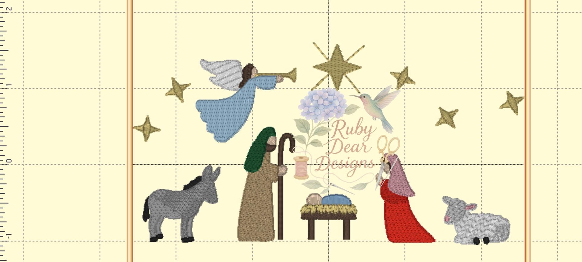 Nativity Christmas Build Your Own Mini Set Fill and Satin Stitch Machine Embroidery Design