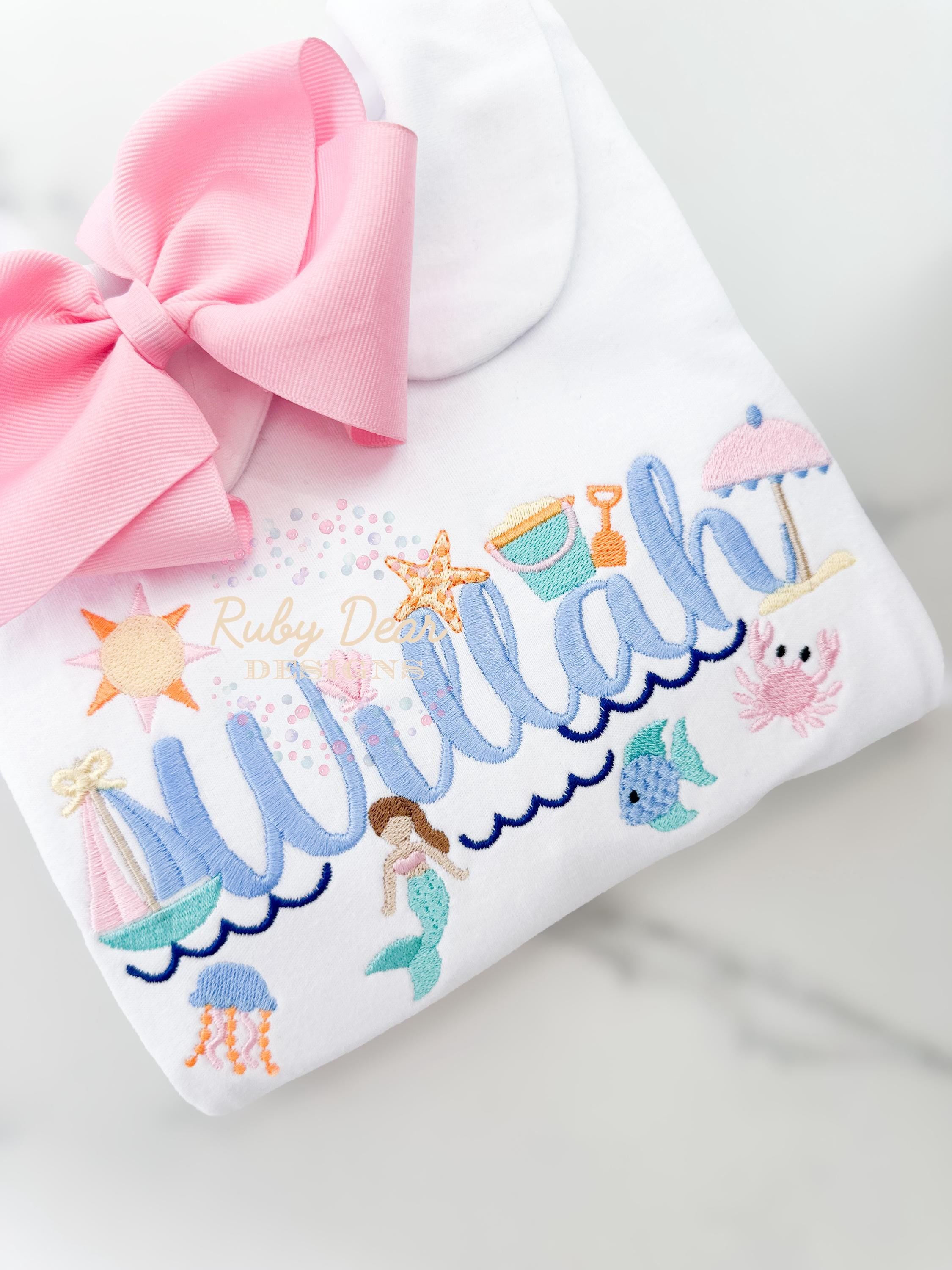 Beach and Sea Girl's Build Your Own Mini Set of  12 Designs Machine Embroidery Design *Font is NOT included!*