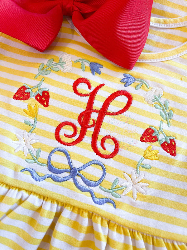 Berry Floral Frame Machine Embroidery Design