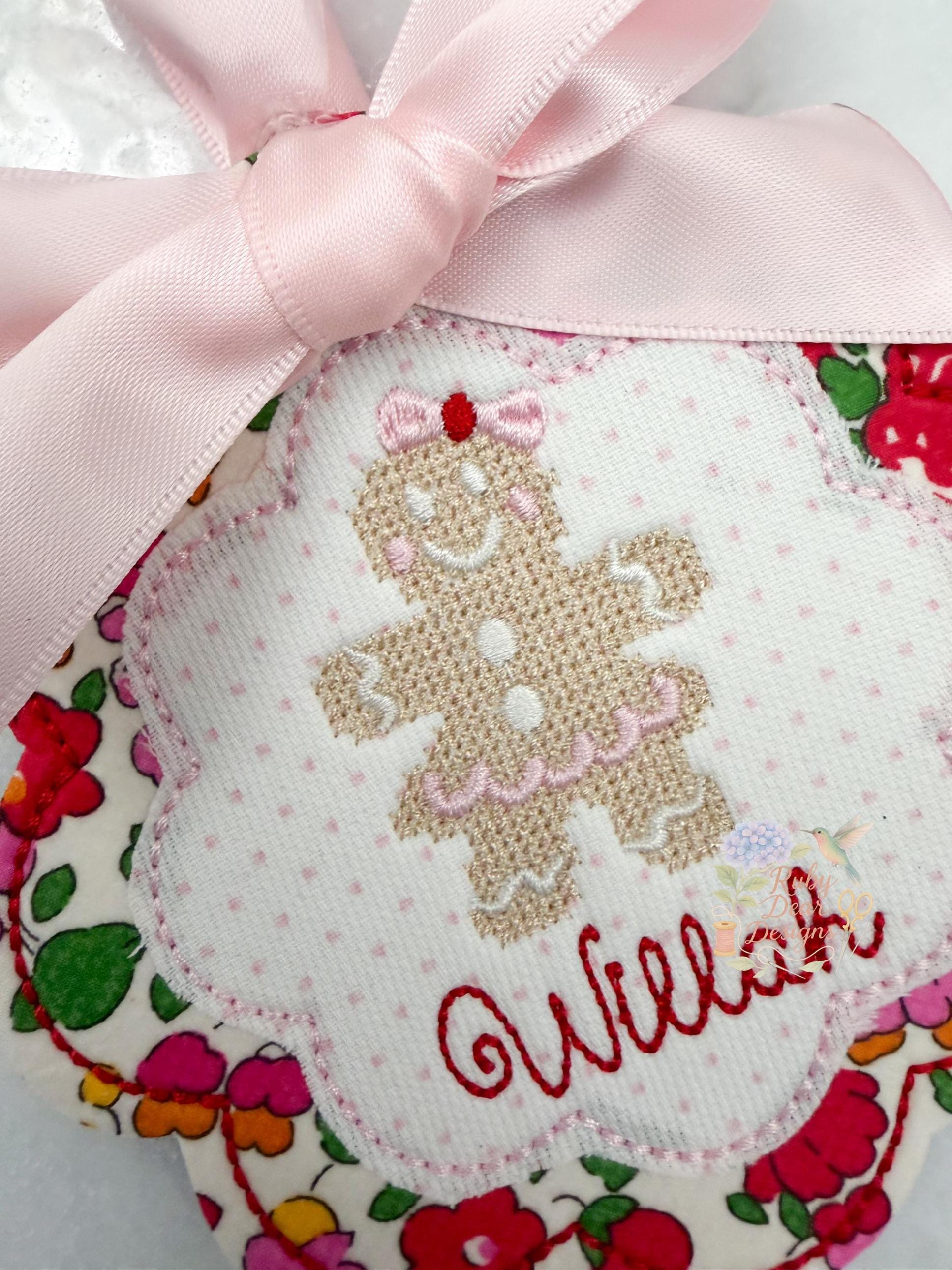 Gingerbread Girl Mini Cross Stitch Machine Embroidery Design