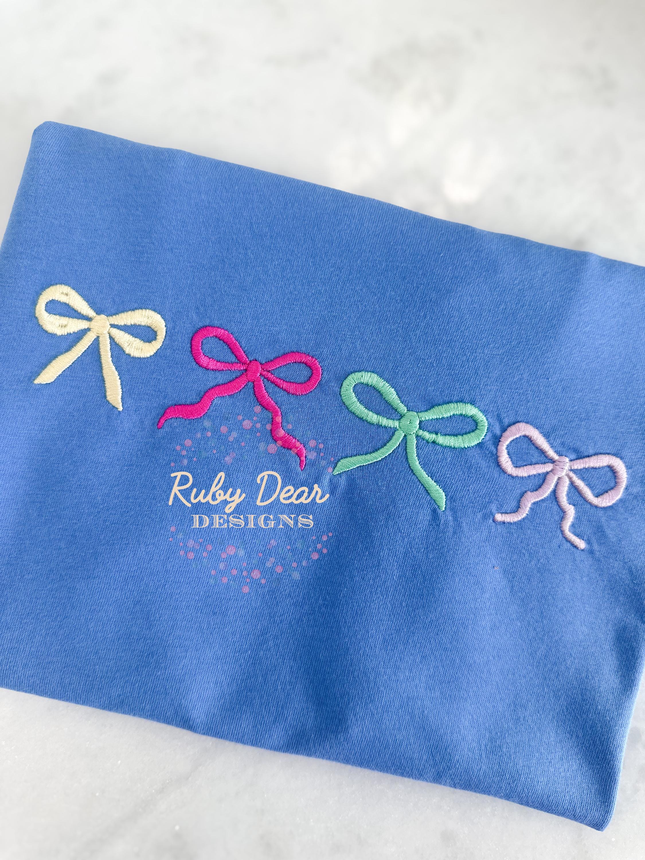 Bows In A Row Satin Stitch Machine Embroidery Design