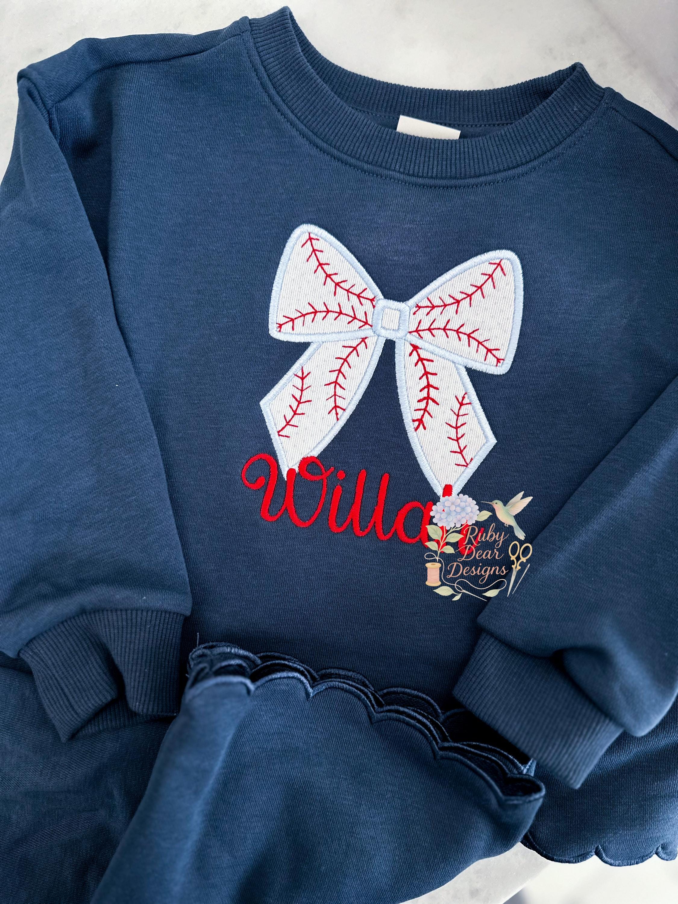 Baseball Bow Satin Appliqué Machine Embroidery Design