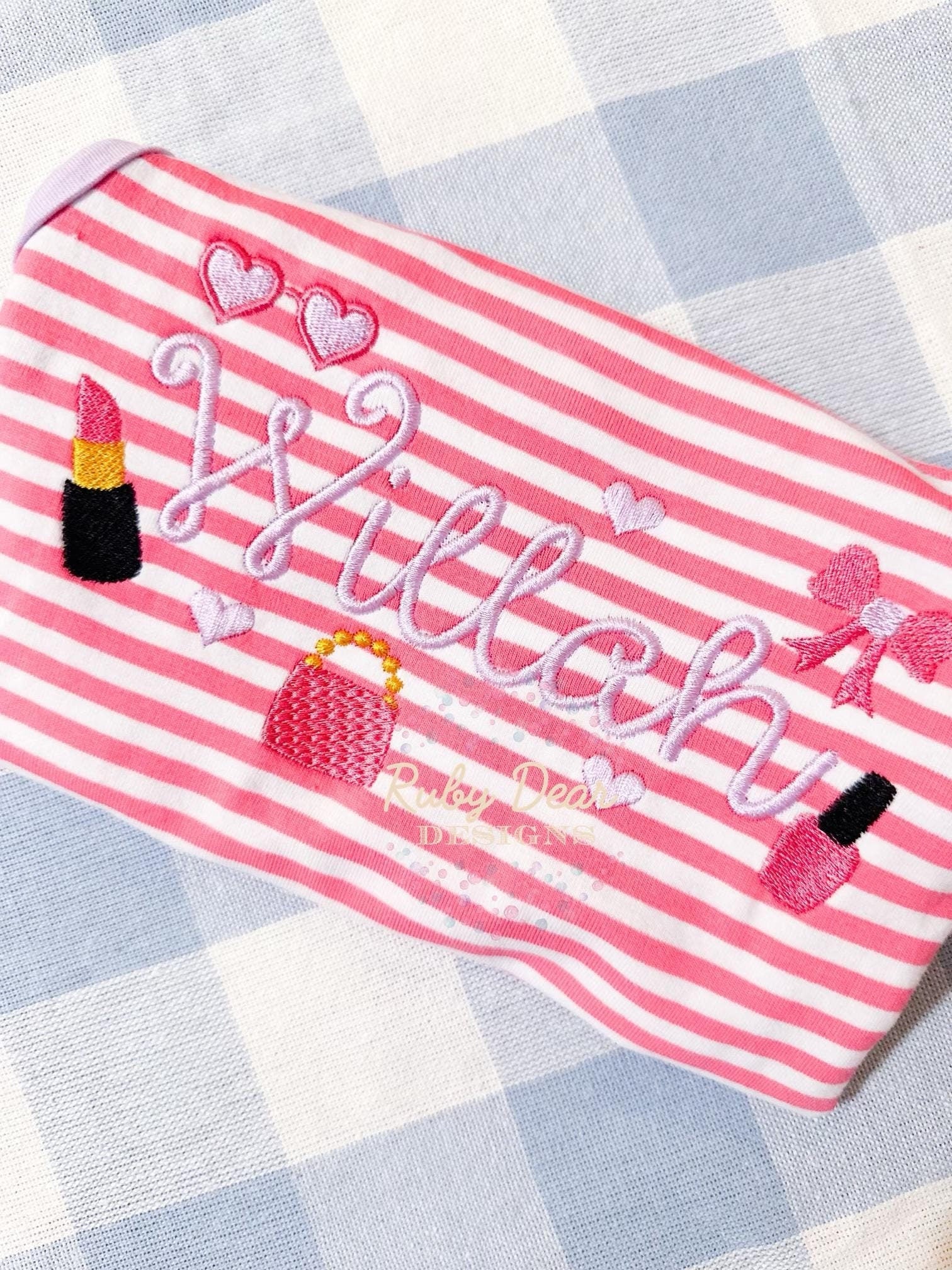 Build Your Own "Girls Just Wanna Have Fun" Makeup Satin and Fill Stitch Machine Embroidery Design