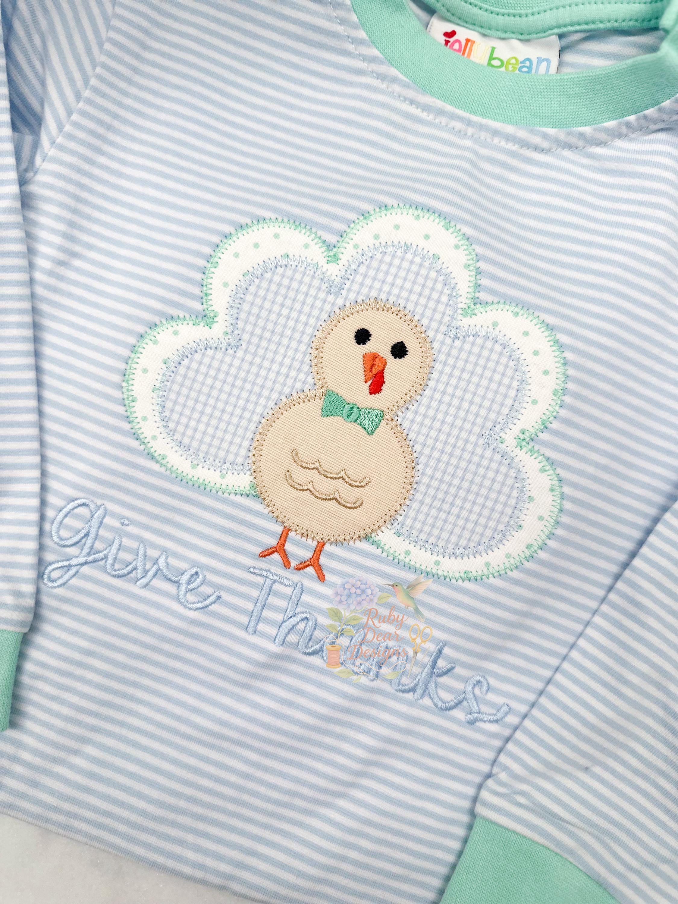 Turkey Boy Zig Zag Appliqué Stitch Thanksgiving Fall Machine Embroidery Design