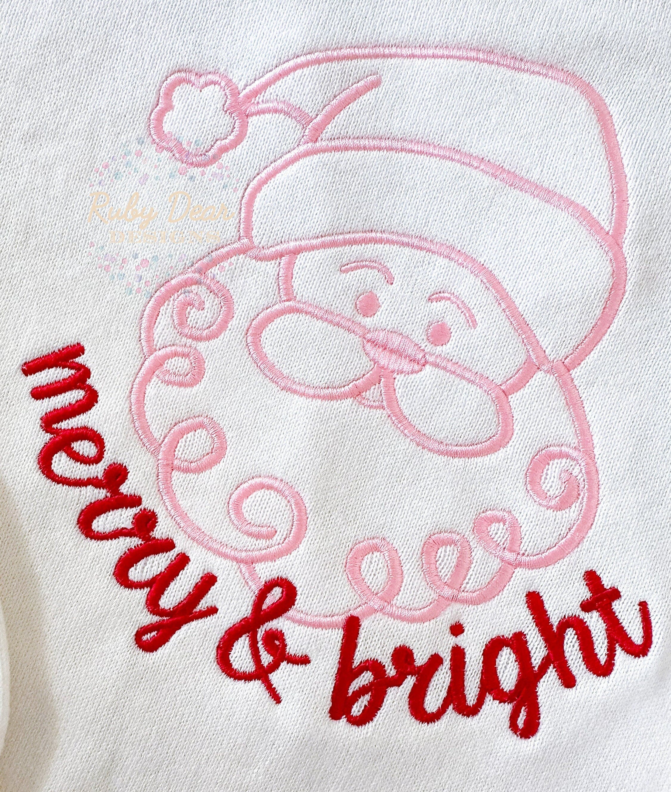 Santa Outline Machine Embroidery Design *font not included*