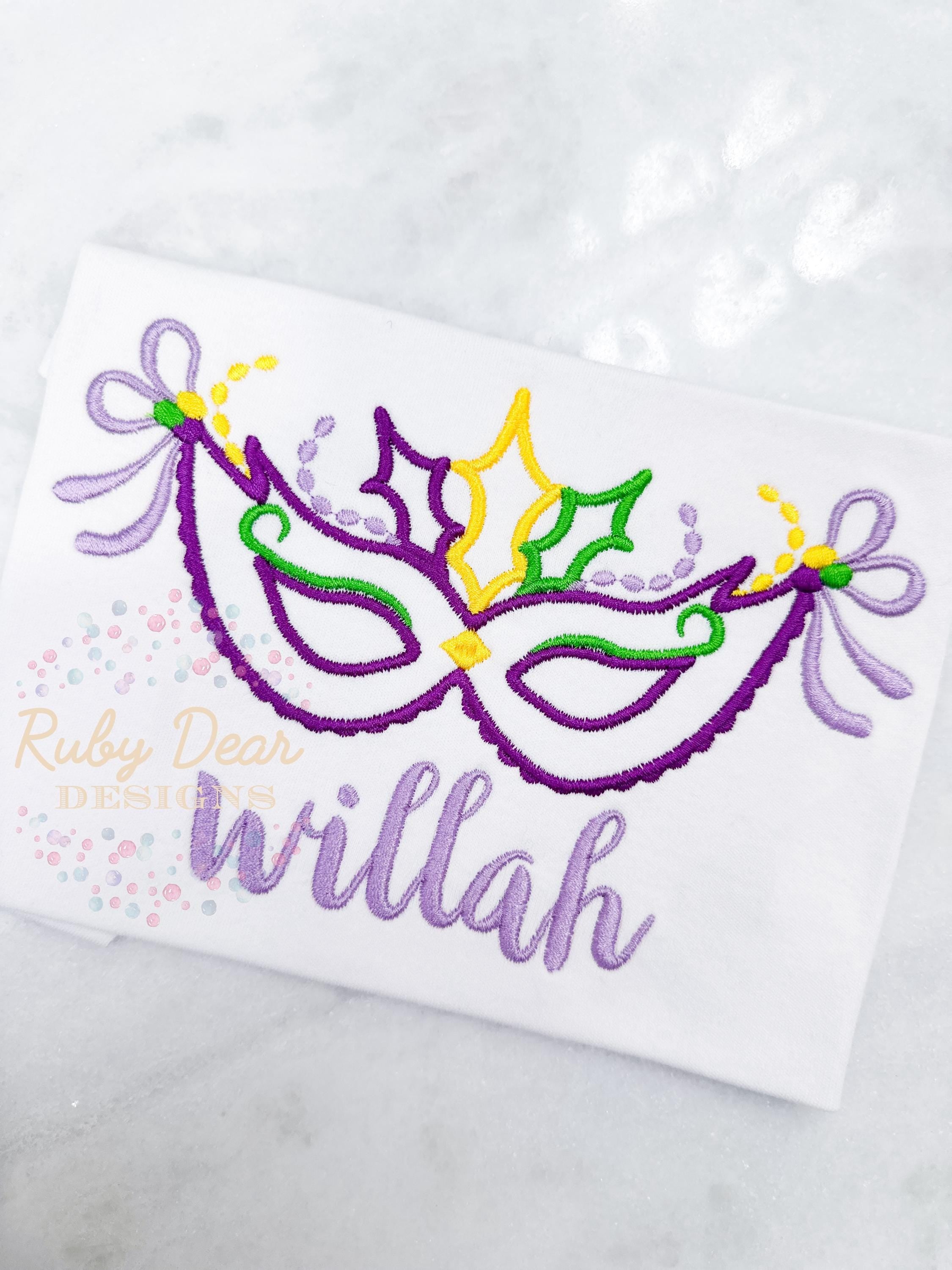Mardi Gras Mask Satin Stitch Machine Embroidery Design
