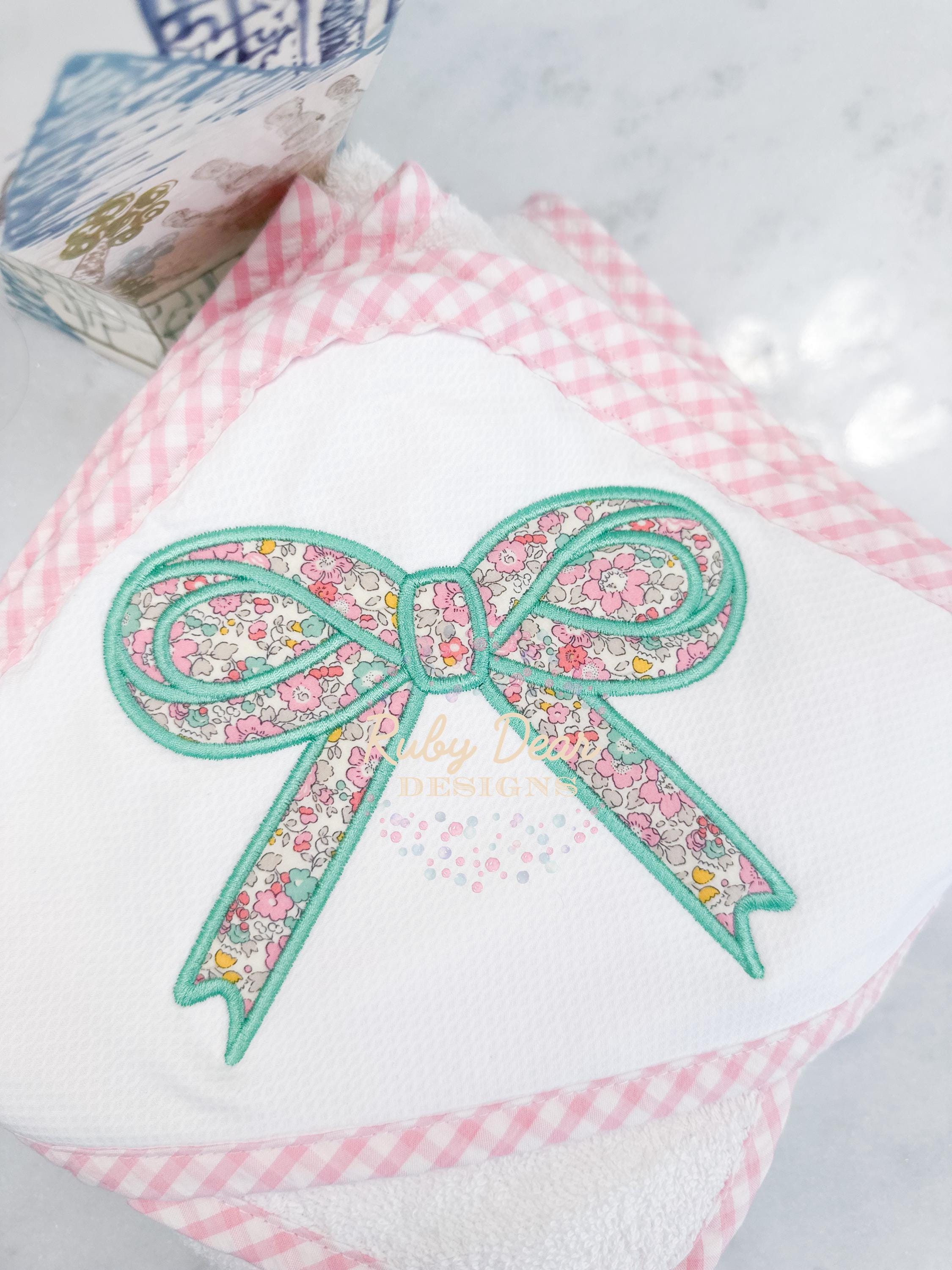 Preppy Bow Girly Applique Satin Stitch Machine Embroidery Design
