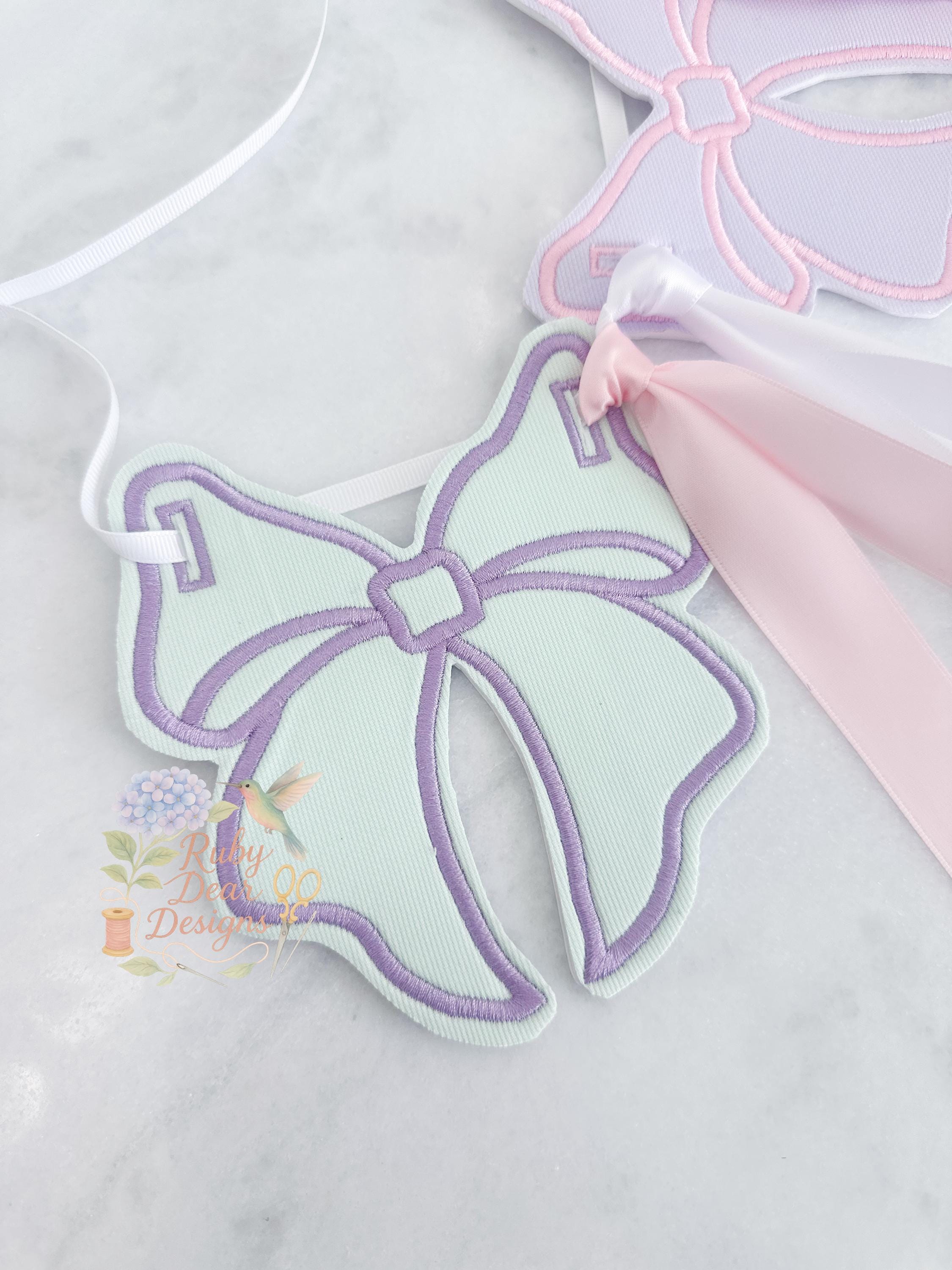 In The Hoop Fancy Bow for Banner Satin Stitch Machine Embroidery Design