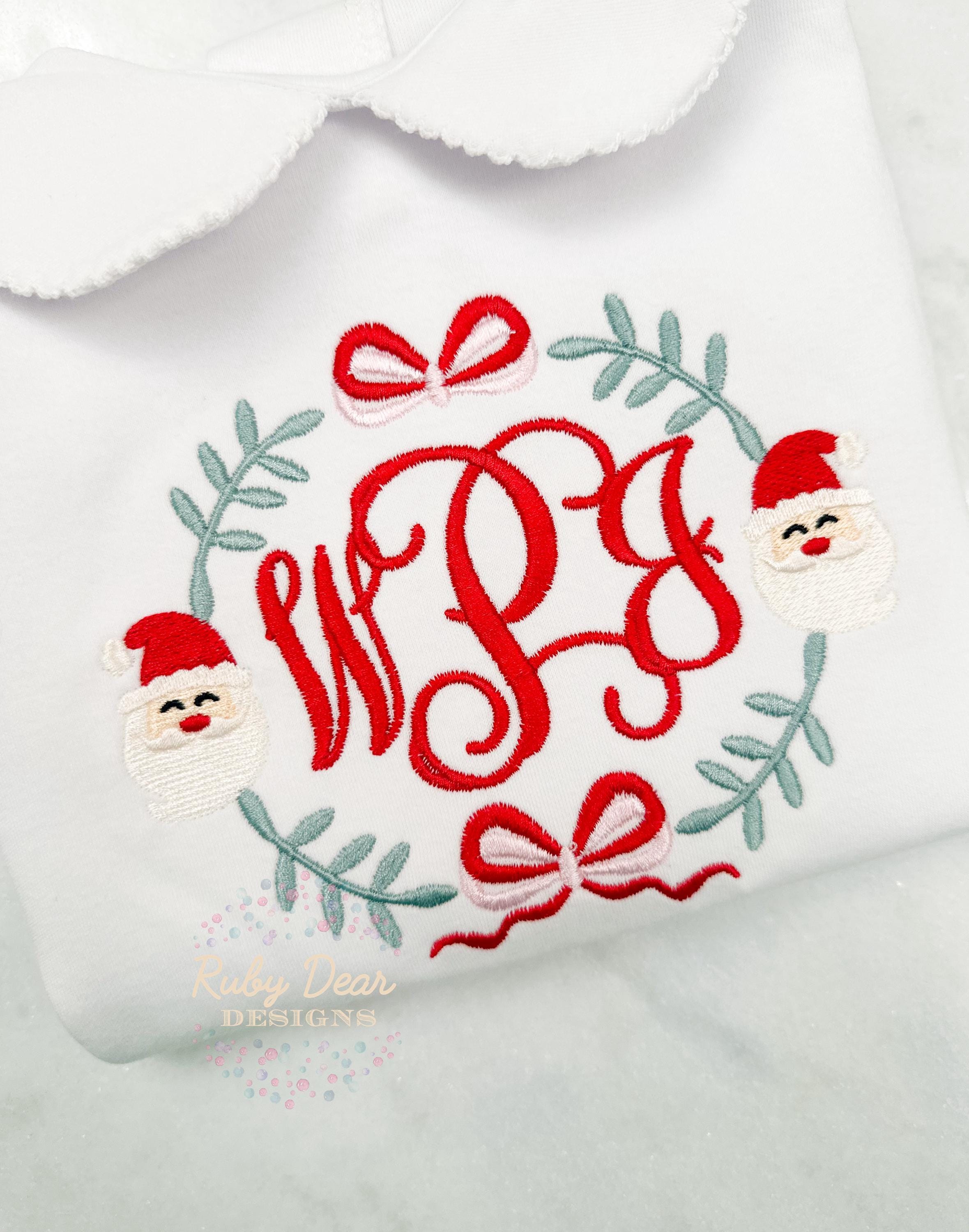 Santa Claus Bow Monogram Frame Machine Embroidery Design