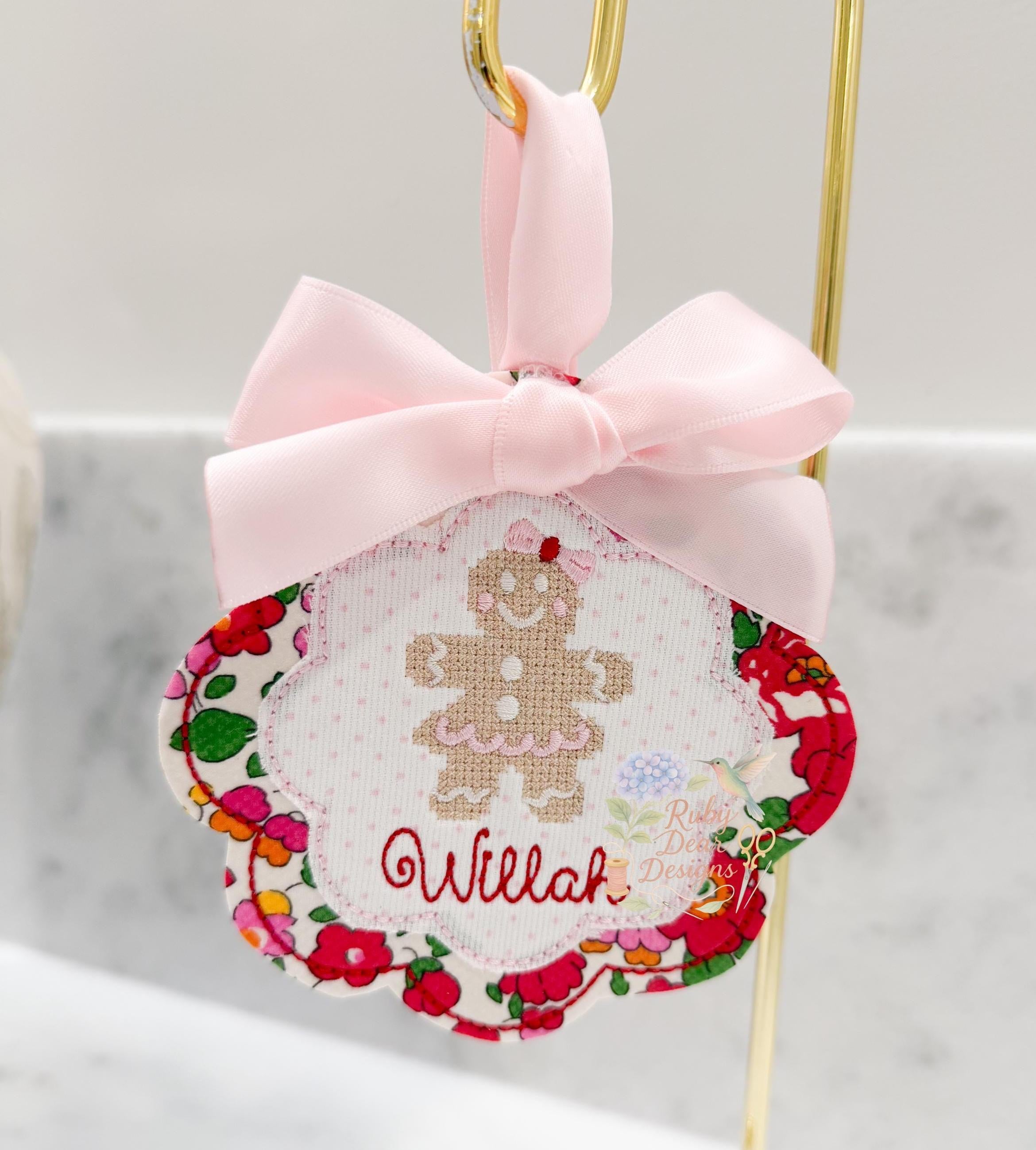 In The Hoop Double Scallop Ornament Bean Stitch Machine Embroidery Design