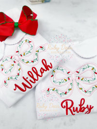 Christmas Lights Bow Satin Outline Machine Embroidery Design
