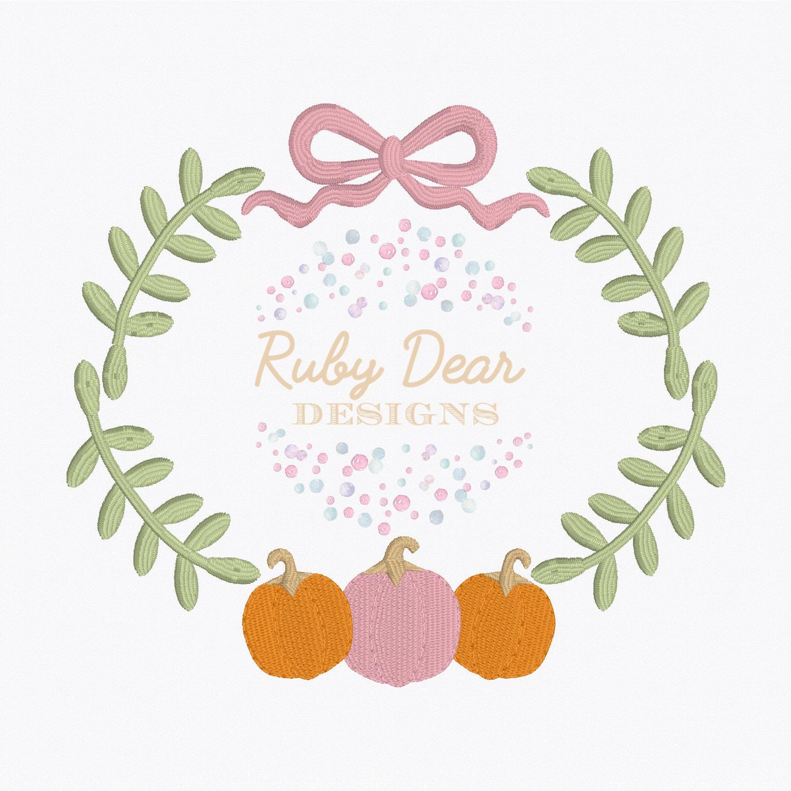 Pumpkin Laurel Monogram Monogram Frame Machine Embroidery Design