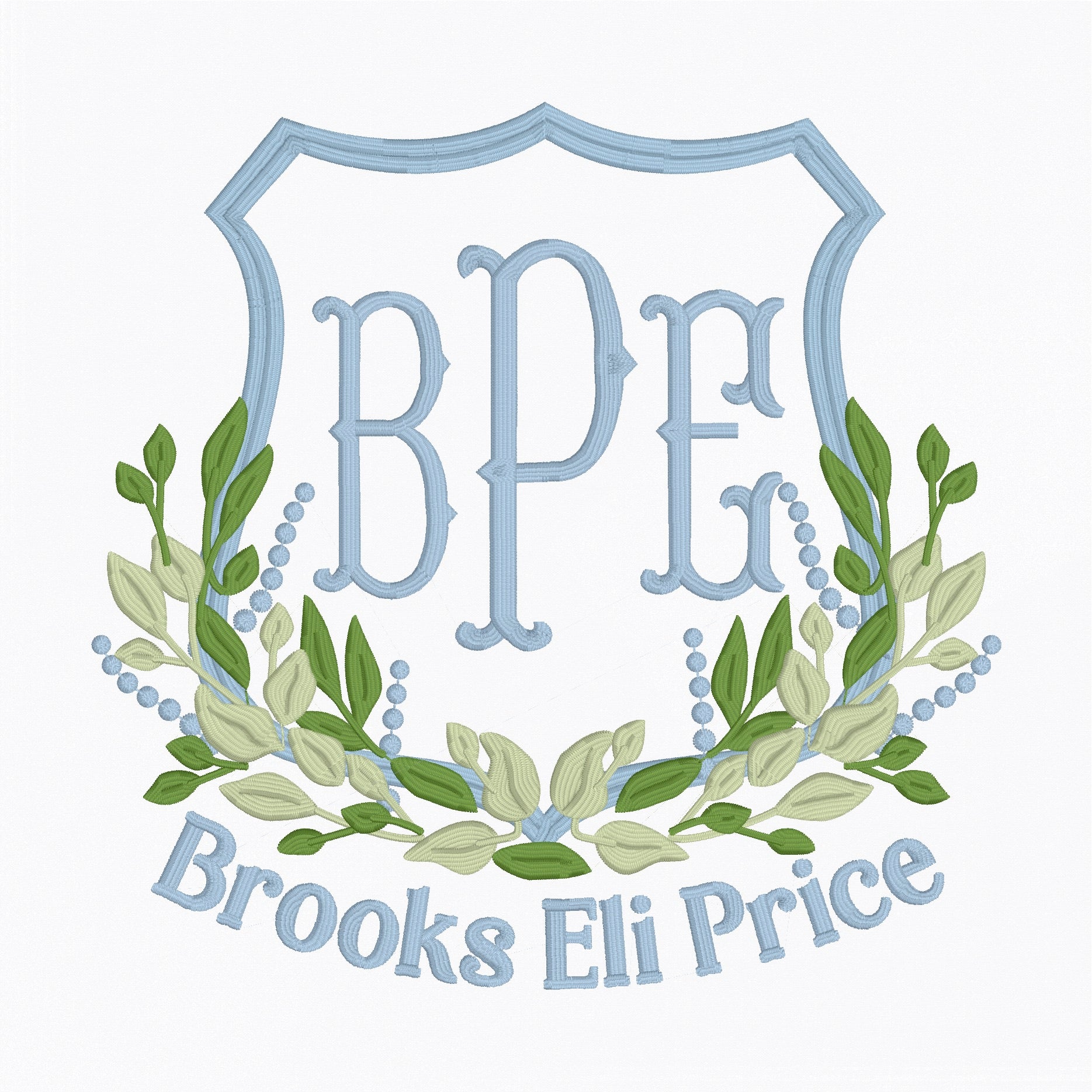 Greenery Crest Heirloom Satin Stitch Machine Embroidery Design